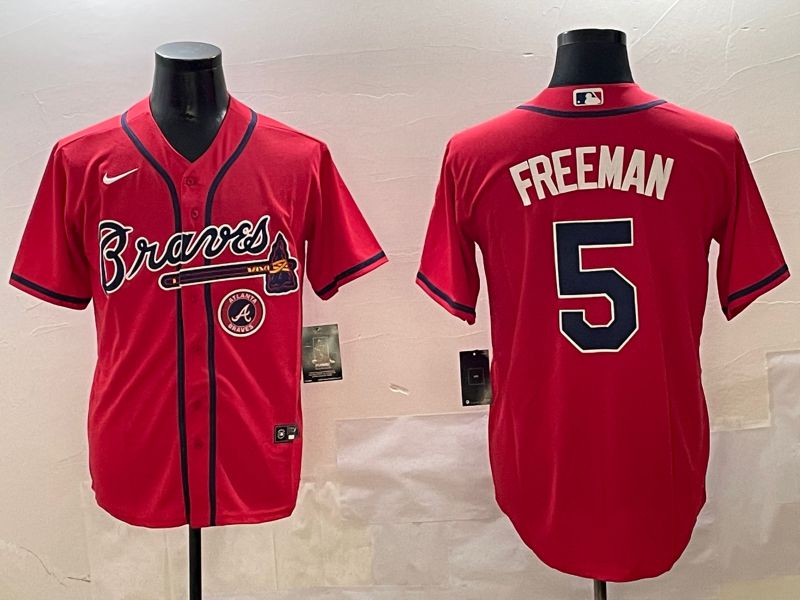 Men Atlanta Braves #5 Freeman Red Game 2025 Nike MLB Jersey style 4->ncaa teams->NCAA Jersey